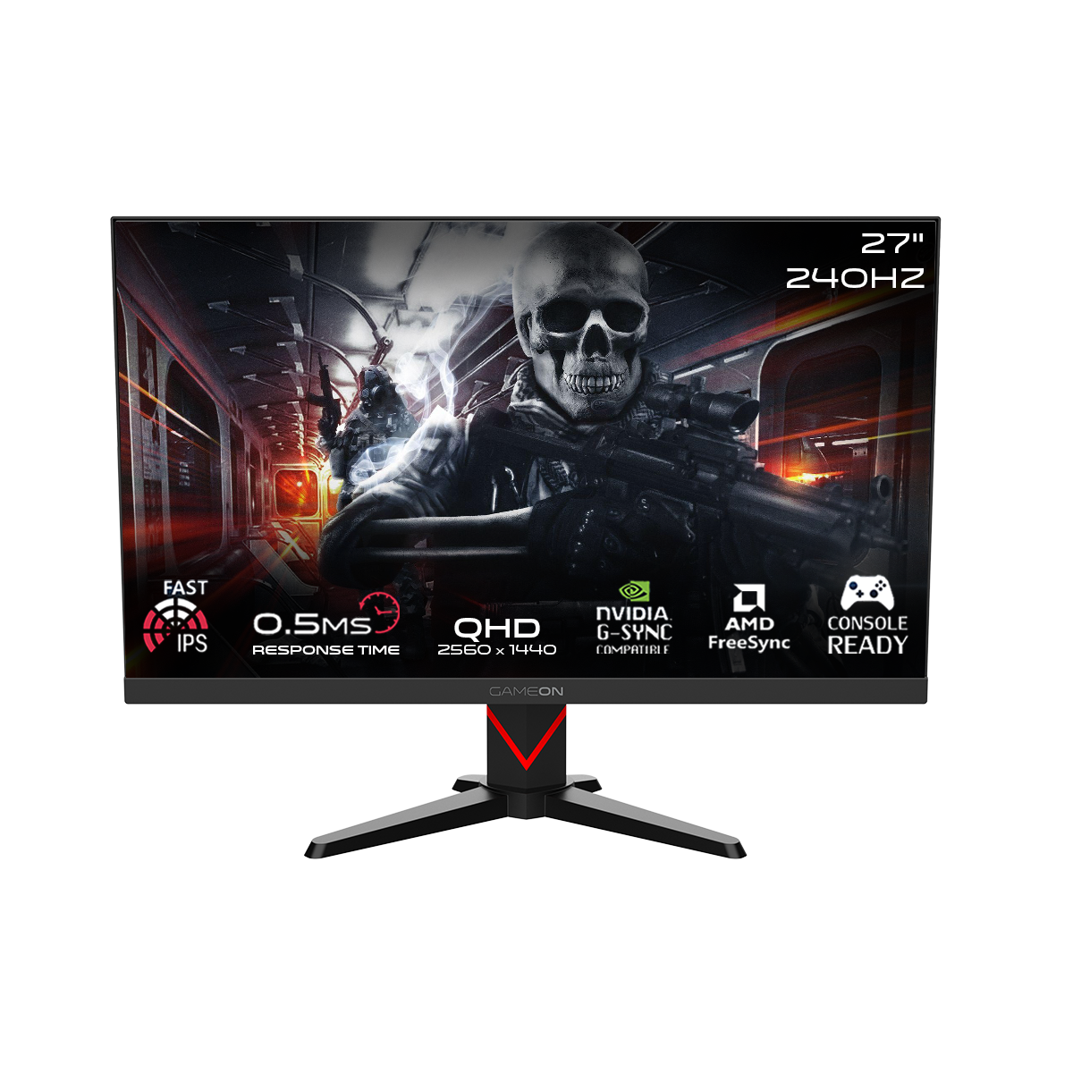 GAMEON GOMD27QHD240IPS Dominator Series 27" QHD, 240Hz, MPRT 0.5ms, HDMI 2.1, Fast IPS Gaming Monitor (Supports PS5) - Black