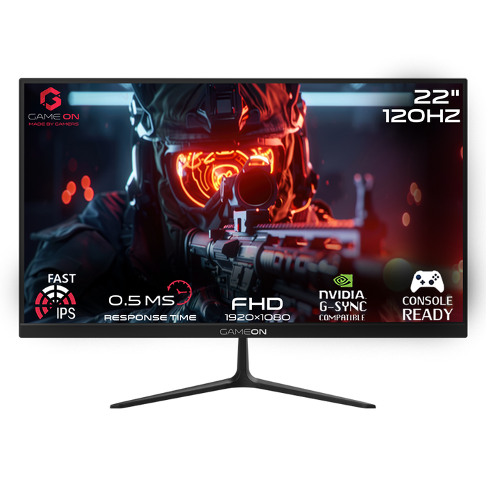 GAMEON GOES22FHD120IPS 22" FHD, 120Hz, MPRT 0.5ms, HDMI 2.1, Fast IPS Gaming Monitor (Support PS5) - Black