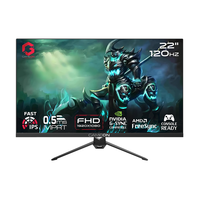 GAMEON GOES22FHD120IPS Essential Series 22" FHD, 120Hz, MPRT 0.5ms, HDMI 2.1, Fast IPS Gaming Monitor (Support PS5) - Black